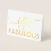 50 und fabelhaft einfache stilvolle Happy Birthday Folienkarte (Vorderseite)