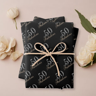 50 und Fabelhaft Elegant Schwarz 50. Geburtstag  Geschenkpapier Set