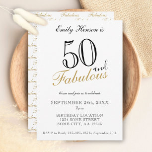 50 und Fabelhaft Elegant Script Geburtstag Einladung