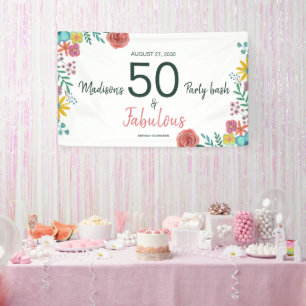 50 und fabelhaft elegante Blumen-Wasserfarben Einl Banner