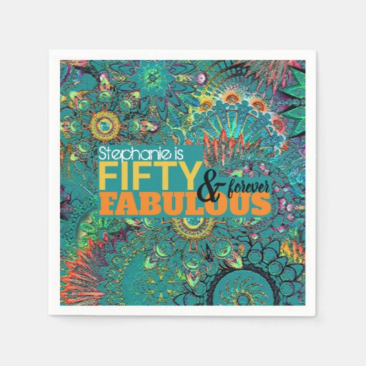 50 und fabelhaft farbenfroh blau Bohemisch Serviette (Vorderseite)