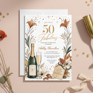 50 und Fabelhaft Floral Champagner 50. Geburtstag Einladung