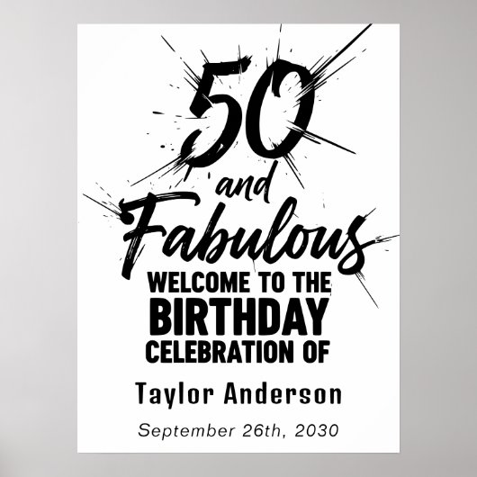 50 und Fabelhaft Geburtstag Explosives Schwarz und Poster (Vorne)