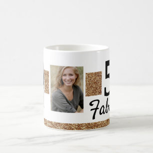 50 und Fabelhaft Gold Glitter 2 Foto 50. Geburtsta Kaffeetasse