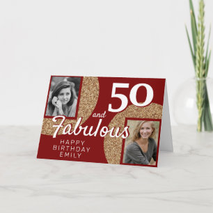 50 und Fabelhaft Gold Glitter 2 Foto 50. Geburtsta Karte