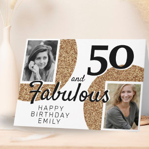 50 und Fabelhaft Gold Glitter 2 Foto 50. Geburtsta Karte