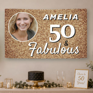 50 und Fabelhaft Gold Glitter 50. Geburtstagsfoto Banner