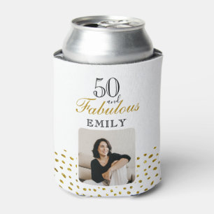 50 und Fabelhaft Gold Glitter Foto 50. Geburtstag Dosenkühler