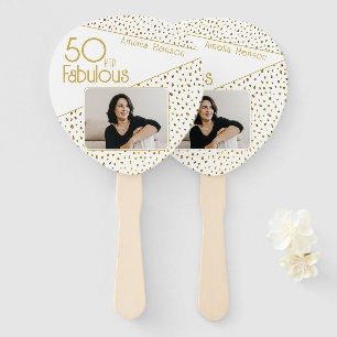 50 und Fabelhaft Gold Glitter Foto 50. Geburtstag Fächer