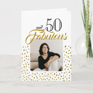 50 und Fabelhaft Gold Glitter Foto 50. Geburtstag  Feiertagskarte