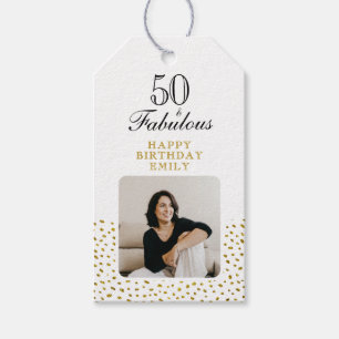 50 und Fabelhaft Gold Glitter Foto 50. Geburtstag Geschenkanhänger