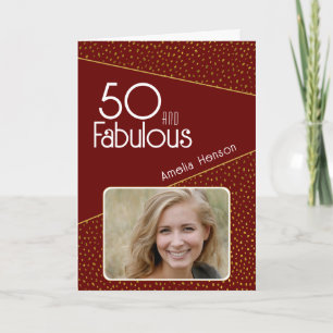 50 und Fabelhaft Gold Glitter Foto 50. Geburtstag Karte