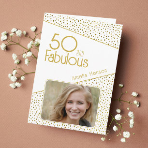 50 und Fabelhaft Gold Glitter Foto 50. Geburtstag  Karte