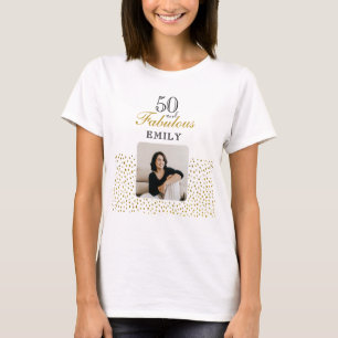 50 und Fabelhaft Gold Glitter Foto 50. Geburtstag T-Shirt