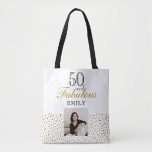 50 und Fabelhaft Gold Glitter Foto 50. Geburtstag Tasche