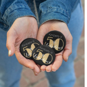 50 und Fabelhaft Gold Personalisierte Geburtstagsf Button