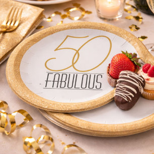 50 und Fabelhaft Gold Personalisierte Geburtstagsf Pappteller