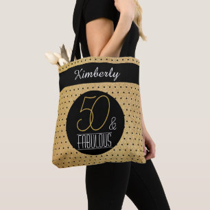 50 und Fabelhaft Gold Personalisierte Geburtstagsf Tasche