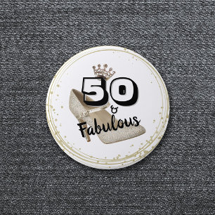 50 und Fabelhaft Gold Schwarz Fette Geburtstagsfei Button