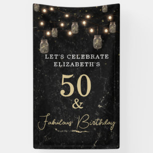50 und Fabelhaft Gold-Schwarz-Marmor-Mason-Glas-Li Banner