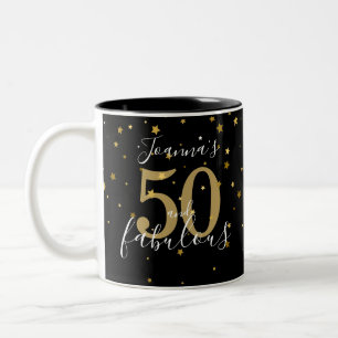 50 und Fabelhaft Gold Schwarz Skript 50. Geburtsta Zweifarbige Tasse