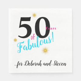 50 und fabelhaft, leuchtend blau mit goldenen Ster Serviette