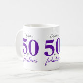 50 und fabelhaft Lila Kaffeetasse (Vorderseite Links)