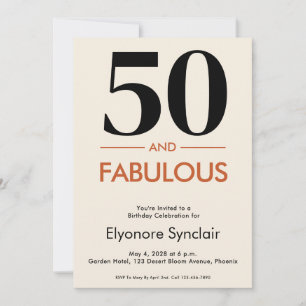 50 und Fabelhaft Minimal Elegant 50. Geburtstag Einladung