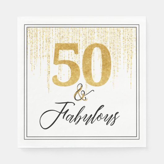 50 und fabelhaft mit Gold Serviette (Vorderseite)