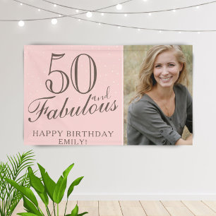 50 und Fabelhaft Moderne Pinke 50. Geburtstagsfoto Banner