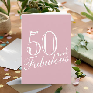 50 und Fabelhaft Moderne Schrift Rosa 50. Geburtst Karte