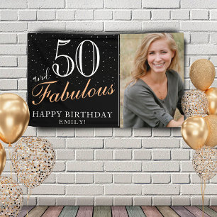 50 und Fabelhaft Moderne schwarze 50. Geburtstagsf Banner
