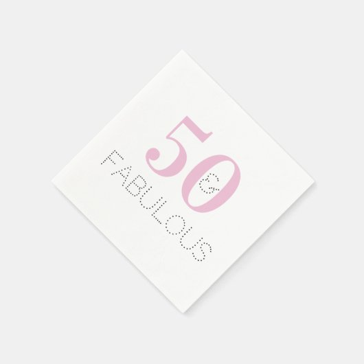 50 und fabelhaft | Moderne Typografie Rosa Geburts Serviette (Ecke)