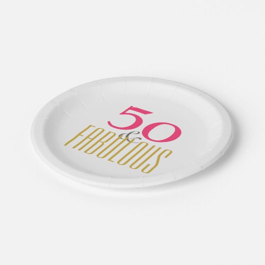 50 und fabelhaft oder auf das bevorzugte Alter zug Pappteller (Schrägansicht)