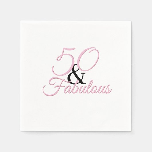 50 und fabelhaft | Pink Birthday Party Paper Neape Serviette (Vorderseite)