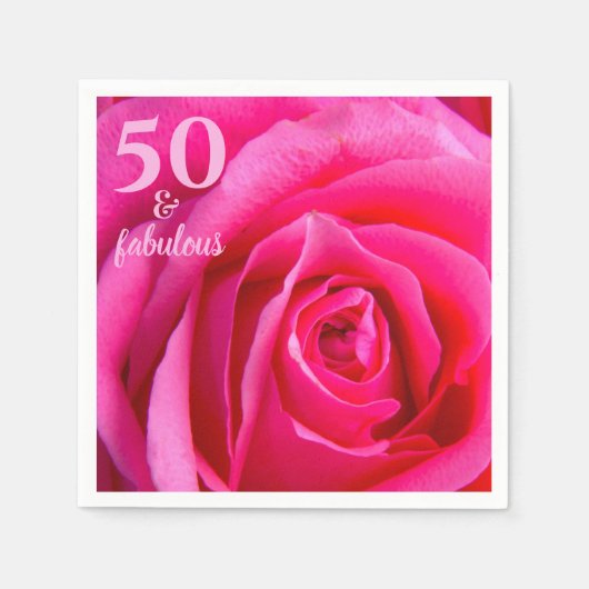 50 und fabelhaft | Rosa Rose 50. Geburtstag Serviette (Vorderseite)