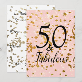 50 und fabelhaft Rosa und Gold Confetti Geburtstag Einladung