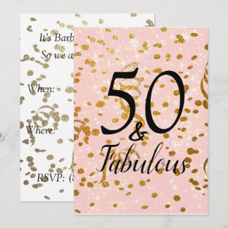 50 und fabelhaft Rosa und Gold Confetti Geburtstag Einladung
