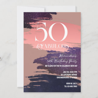 50 und Fabelhaft Rose Gold Abstract 50. Geburtstag Einladung