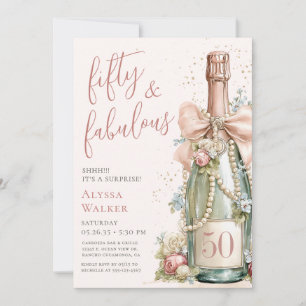 50 und Fabelhaft Roségold Schrift Überraschungspar Einladung