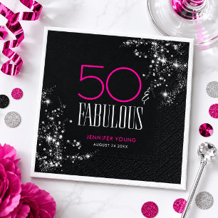 50 und Fabelhaft Schwarz Rosa Glamour Funkelnder G Serviette