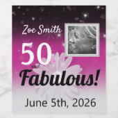 50 und fabelhaft schwarz, rosa, weiß mit dunkel weinetikett (Einzelnes Label)