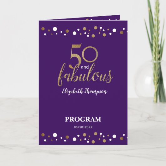 50 und fabelhafte 50. Geburtstag Lila Programm (Vorderseite)