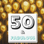 50 und fabelhafte 50. Geburtstagsfeier Magnet<br><div class="desc">Sind Sie bereit, die 50-köpfige Fantasie zu feiern? Unser 50-jähriges und fabelhaftes 50-jähriges Geburtstagsfest-Magnet ist die perfekte Gelegenheit, um Ihren Meilenstein 50. Geburtstag Bash Party feiern! Dieser moderne Typografie-Textmagnet verkündet mutig "Fünfzig und Fabelhaft" in schwarz und auffällig türkisblau und macht ihn zu einem Muss für jeden, der seine fünfzigsten lustigen...</div>