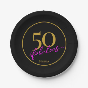50 und fabelhafte 50. Geburtstagsparty Black and G Pappteller