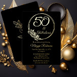50 und fabelhafte 50. Geburtstagsparty gestempelt Folieneinladung<br><div class="desc">Elegantes Typografie-Design "50 und Fabulous" 50. Geburtstagsparty-Design mit einem Rose Kontur Rundrahmen. Zurück zeigt eine Rose-Kontur in Goldton (nicht Goldfolie).</div>