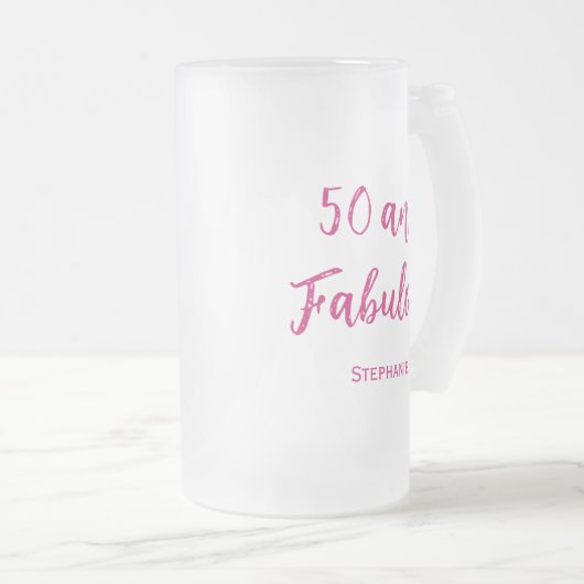 50 und fabelhafte 50. moderne rosa mattierte Bier- Mattglas Bierglas (VorderseiteRechts)