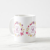 50 und fabelhafte Aquarellfarbe Blumenbezeichnung  Kaffeetasse (Vorderseite Links)