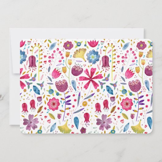 50 und fabelhafte Aquarellfarben Blumengeburt Part Einladung (Rückseite)