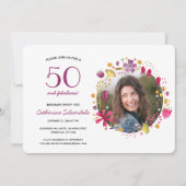 50 und fabelhafte Aquarellfarben Blumengeburt Part Einladung (Vorderseite)